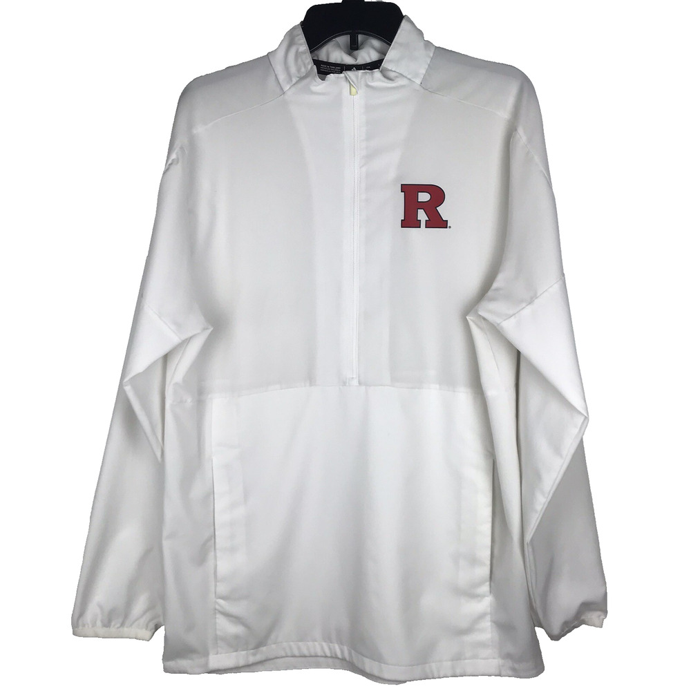 Adidas Rutgers 1/2 Zip Pullover Jacket White Pocket Lightweight Mens Small READ